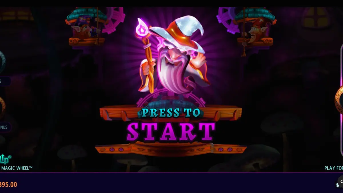 Tampilan visual slot Fire Gnomes 2 Magic Wheel dengan tema jamur dan gnome.